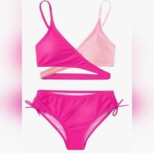 MIENOE Teen Girls' Swimsuits Two-Piece V-Neck Bikini Adjustable Shoulder Straps